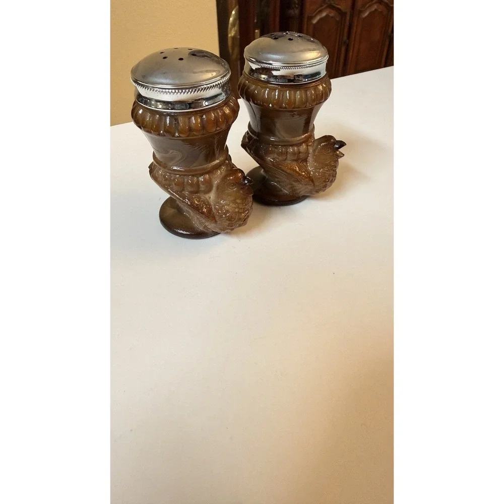vintage Boyd‎ Glass chocolate swirl slag glass salt and pepper shakers